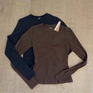 SKIMS Black and Brown Long Sleeve Tees